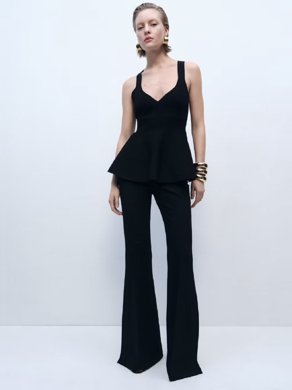 Fine-knit peplum top